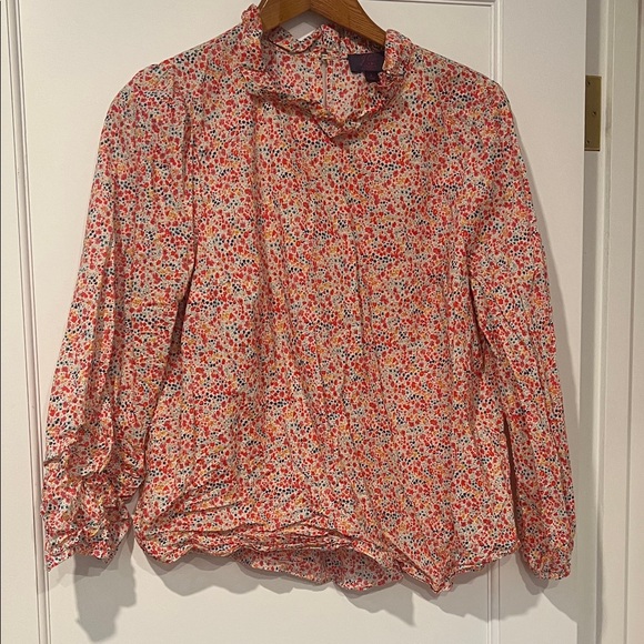 J. Crew Liberty London Ruffleneck Floral Blouse Size L - Picture 3 of 9